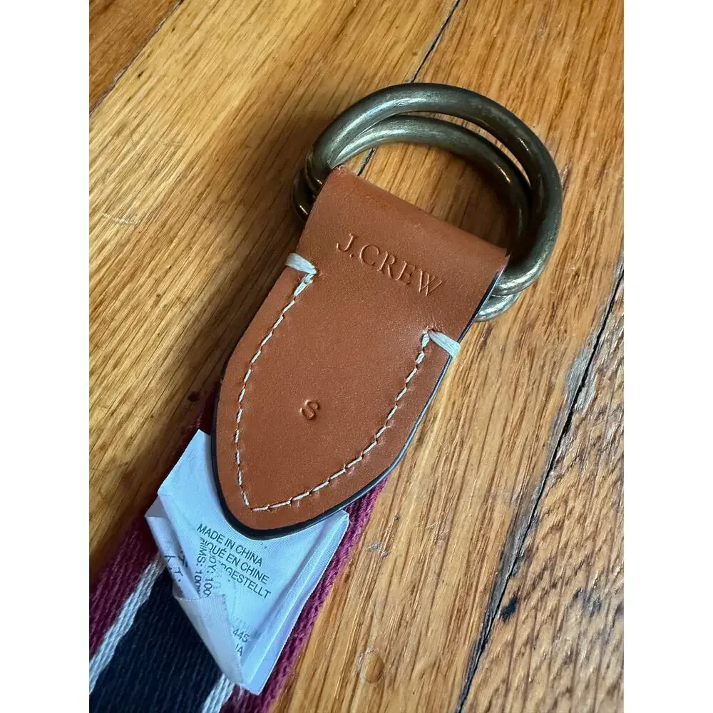 JCREW Striped Fabric Belt w/Leather Trim Womens sz S
